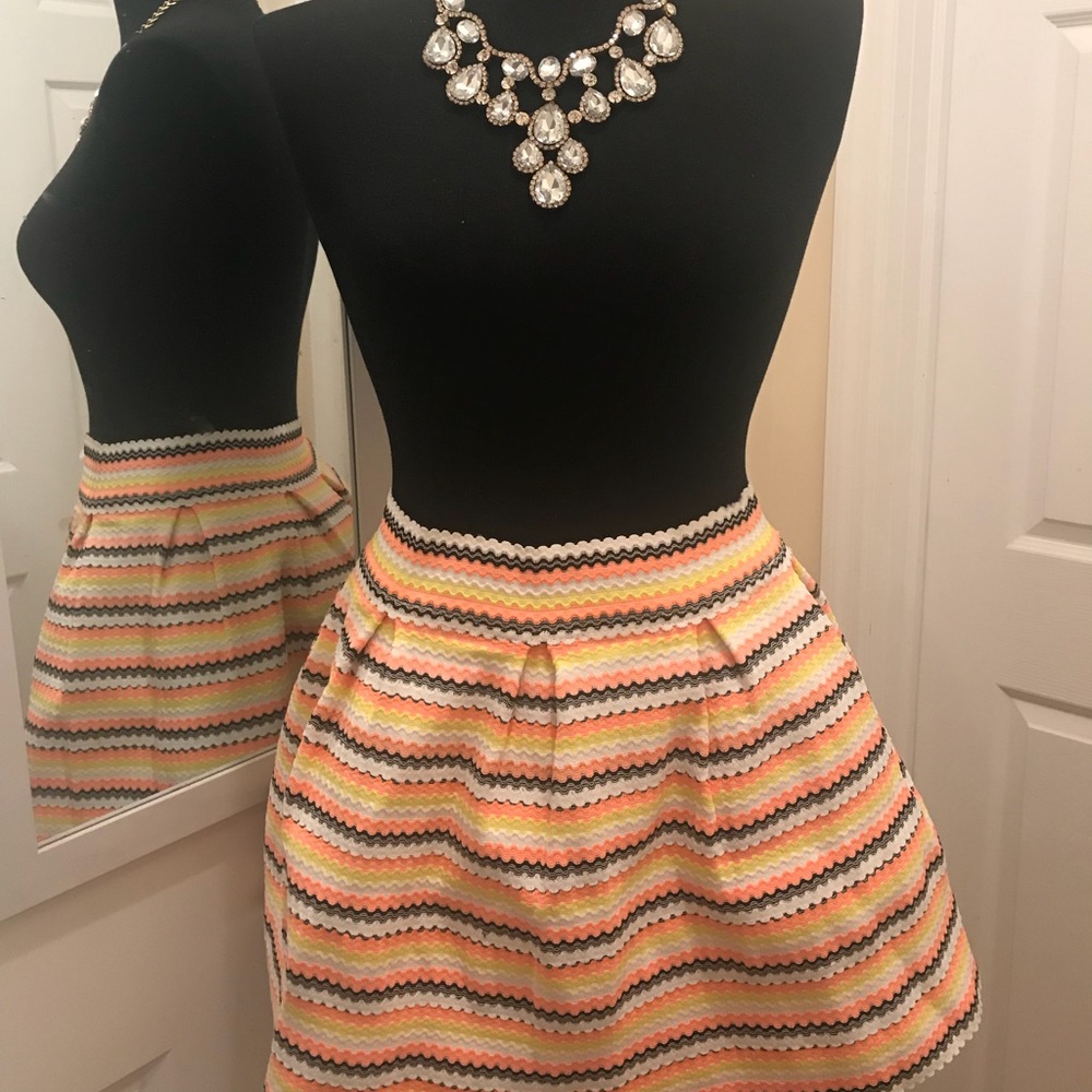La Reyna Pleated Strip Skirt